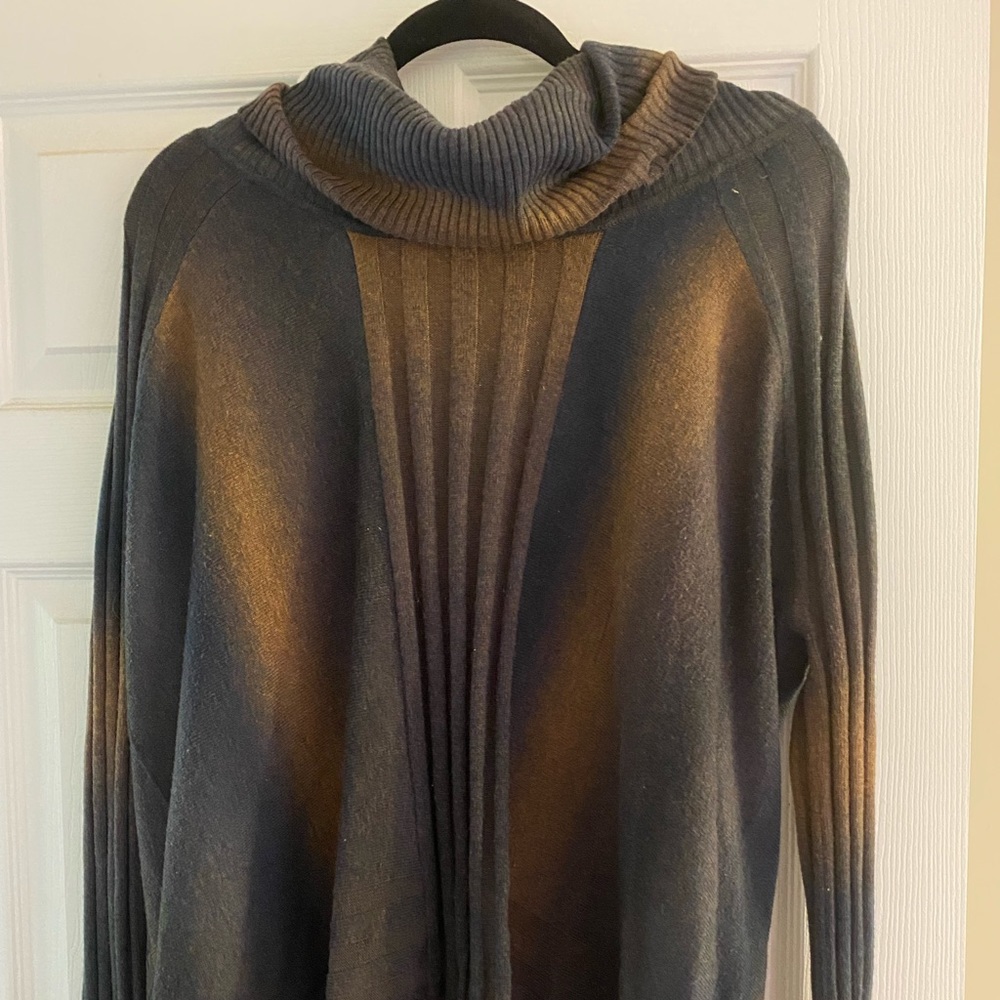 Beautiful navy and brown sweater.